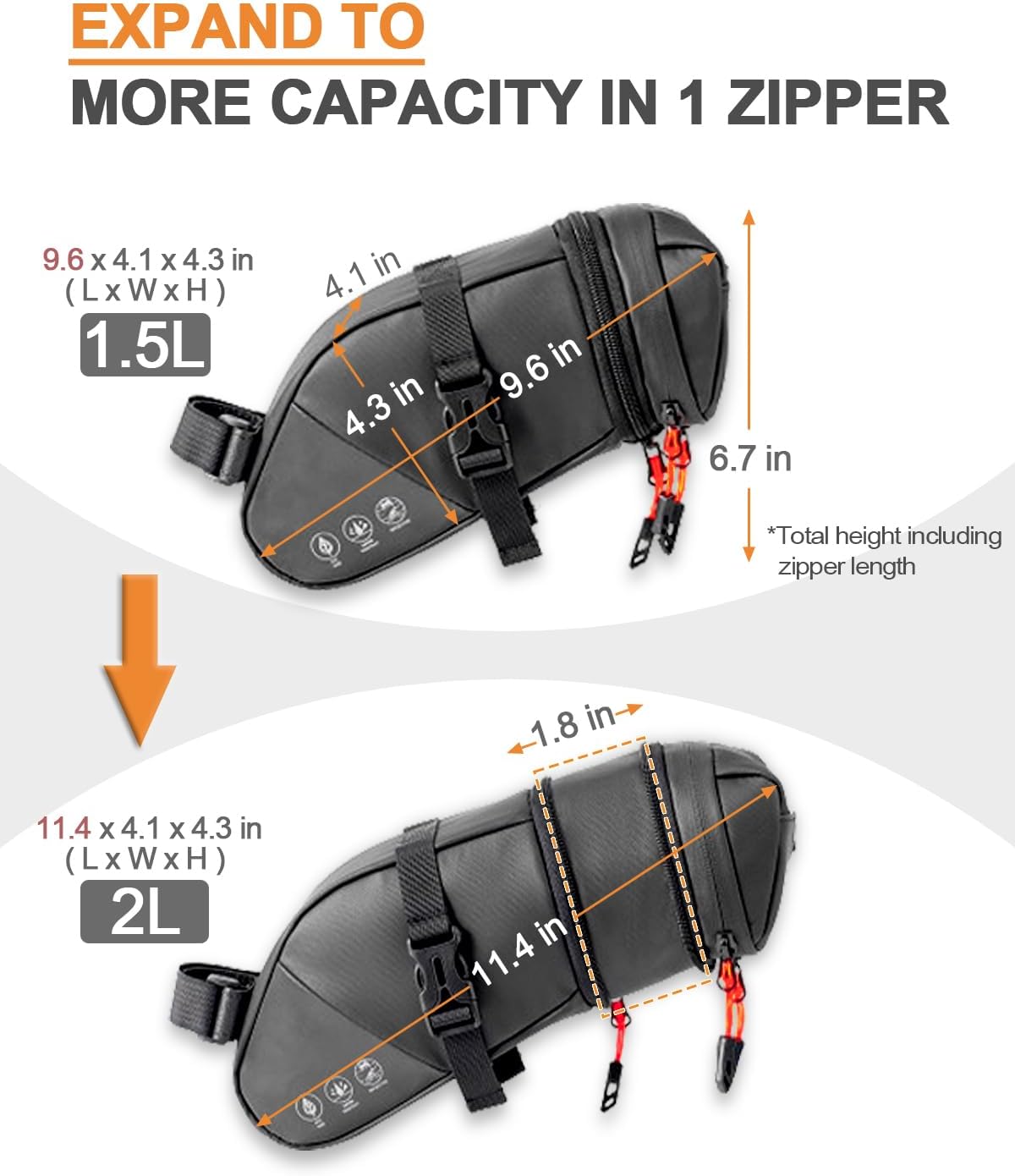 Danuosie Expandable Bike Saddle Bag