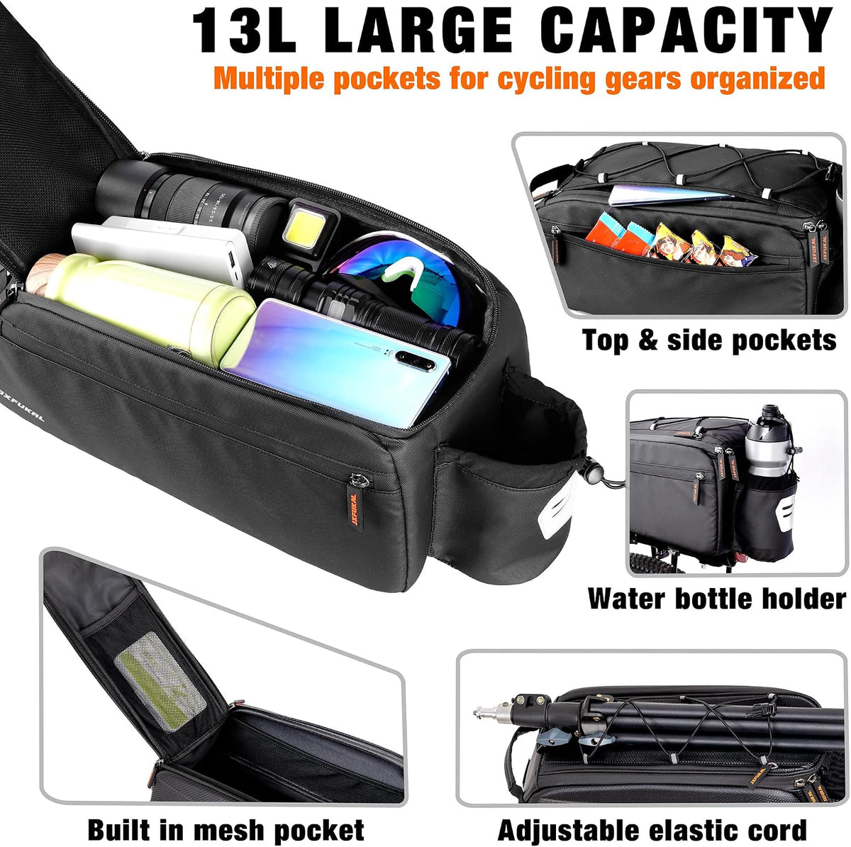 JXFUKAL 13L Bike Rack Bag