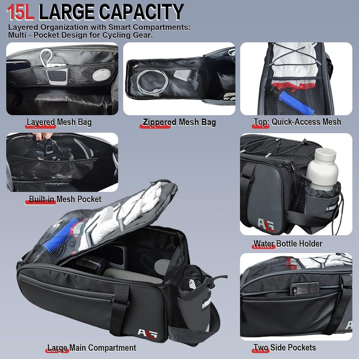 AO LI GEI Bike Rack Bag with Rain Cover