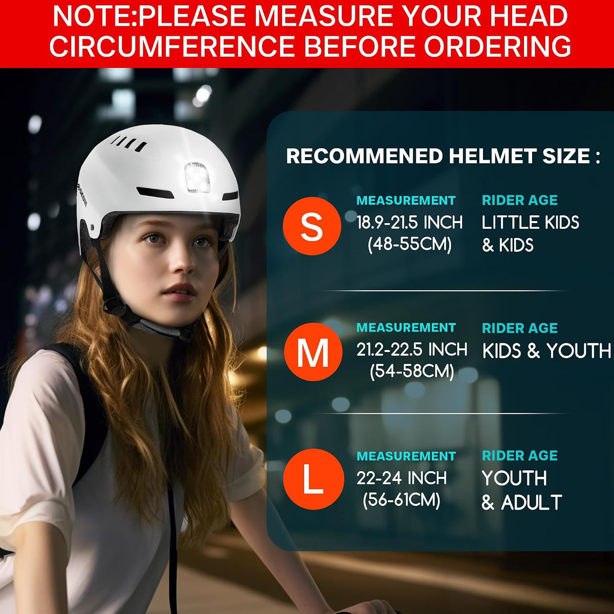 DKONI Bike Helmet with LED Lights