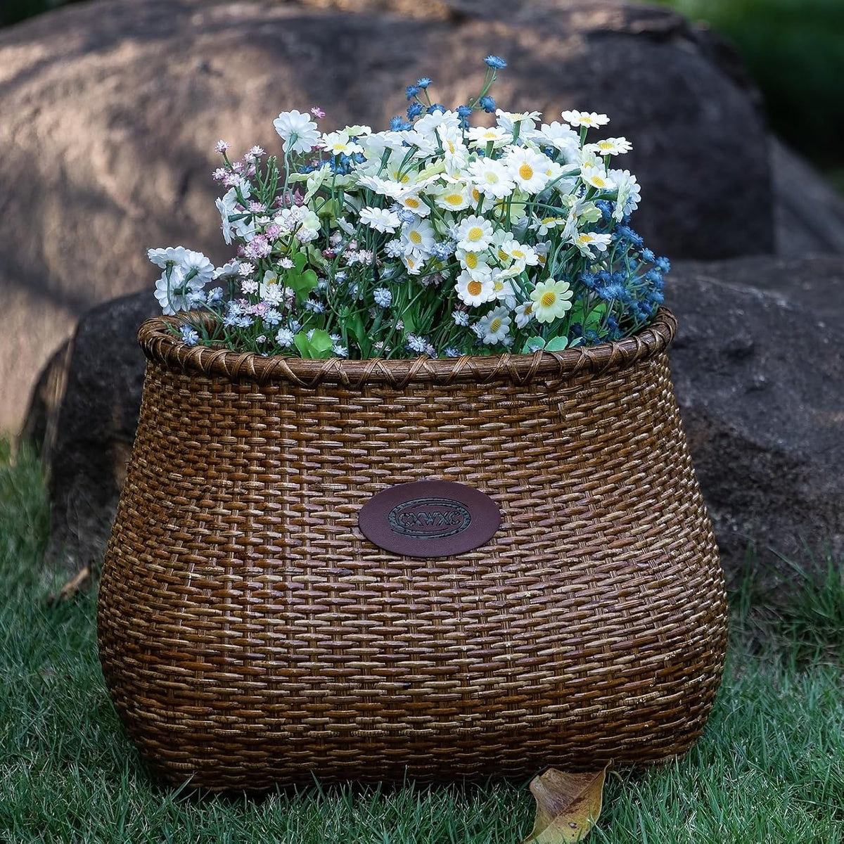 CXWXC Handmade Rattan Bike Basket