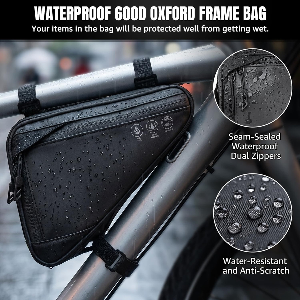 WOTOW Water-Resistant Reflective Bike Frame Bag